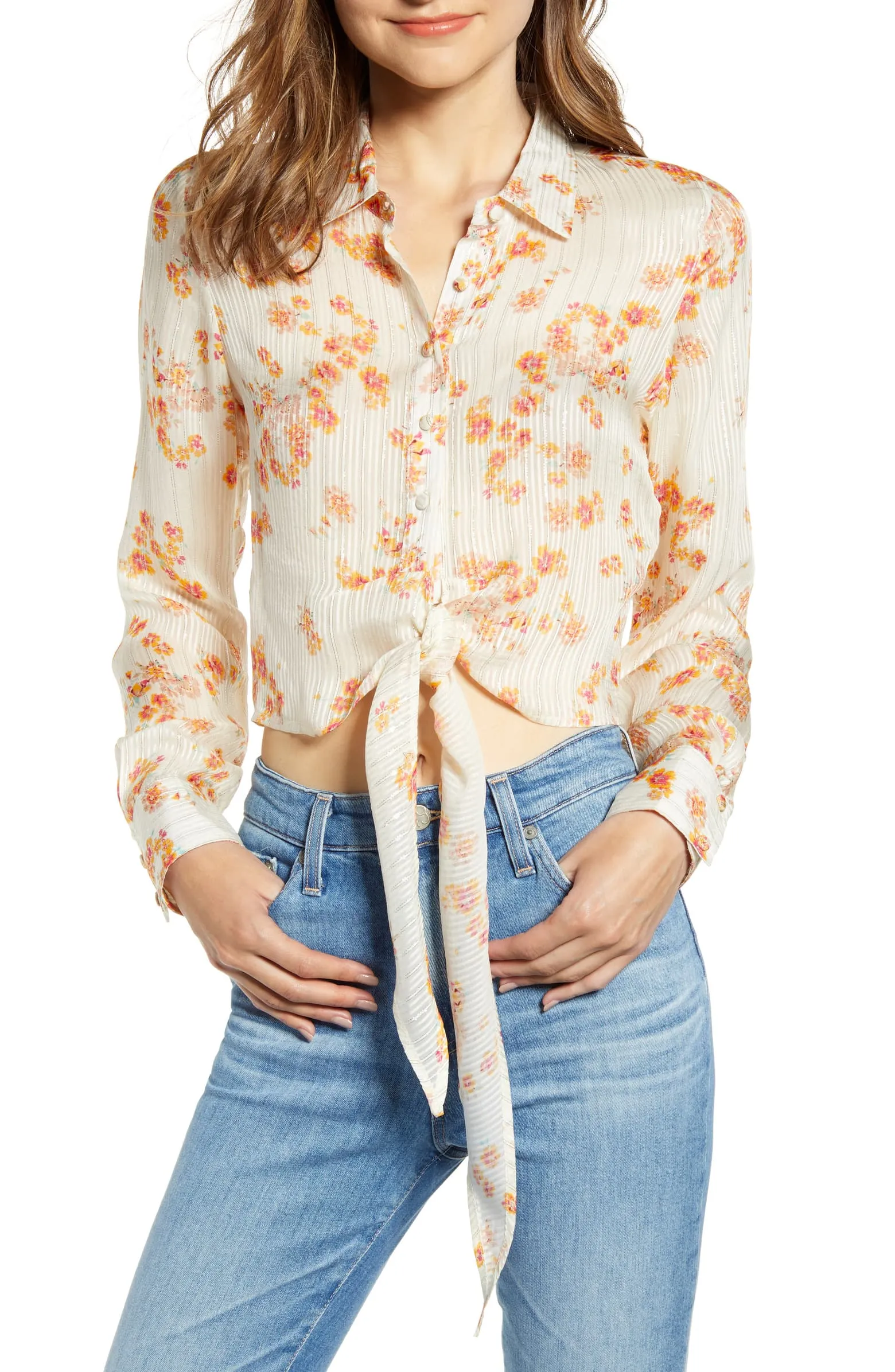 A La Plage Floral Crop Blouse