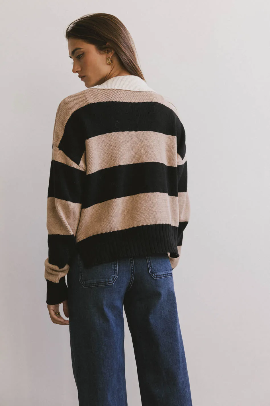 Akari Striped Sweater in Camel