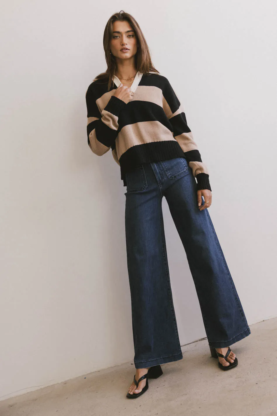 Akari Striped Sweater in Camel