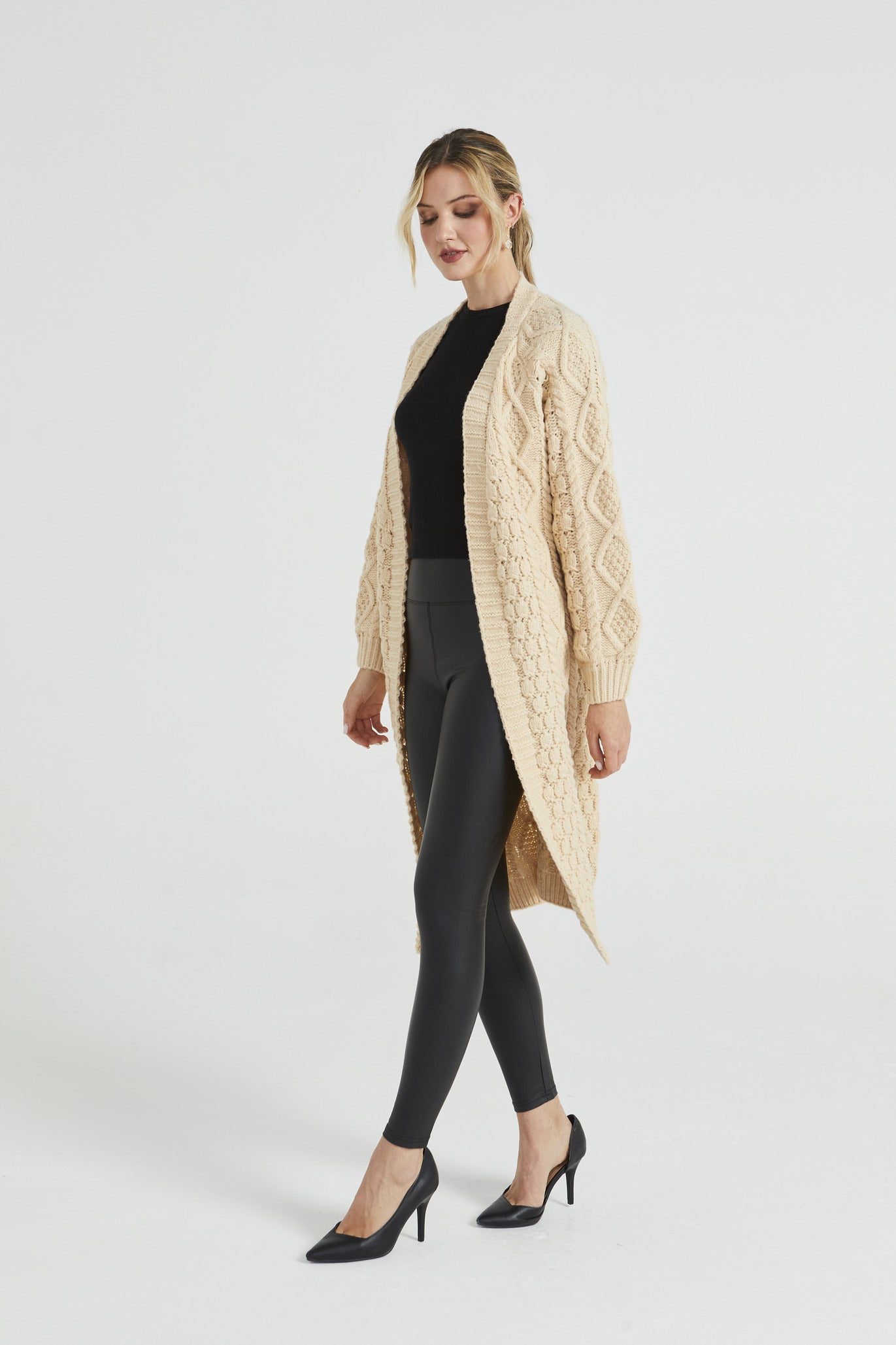 Angeleye Chunky Cable Knit Long Cardigan