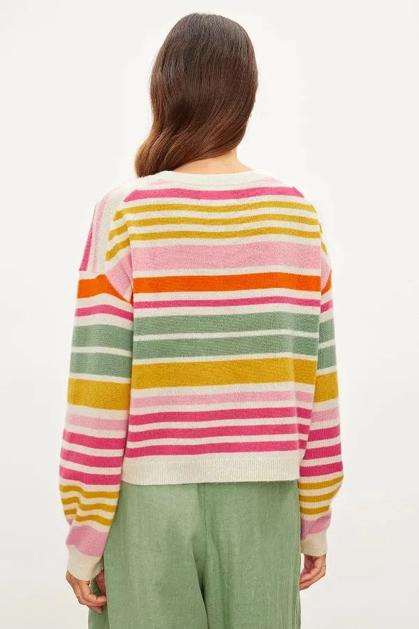 Anny Cashmere Striped Crew Neck Sweater