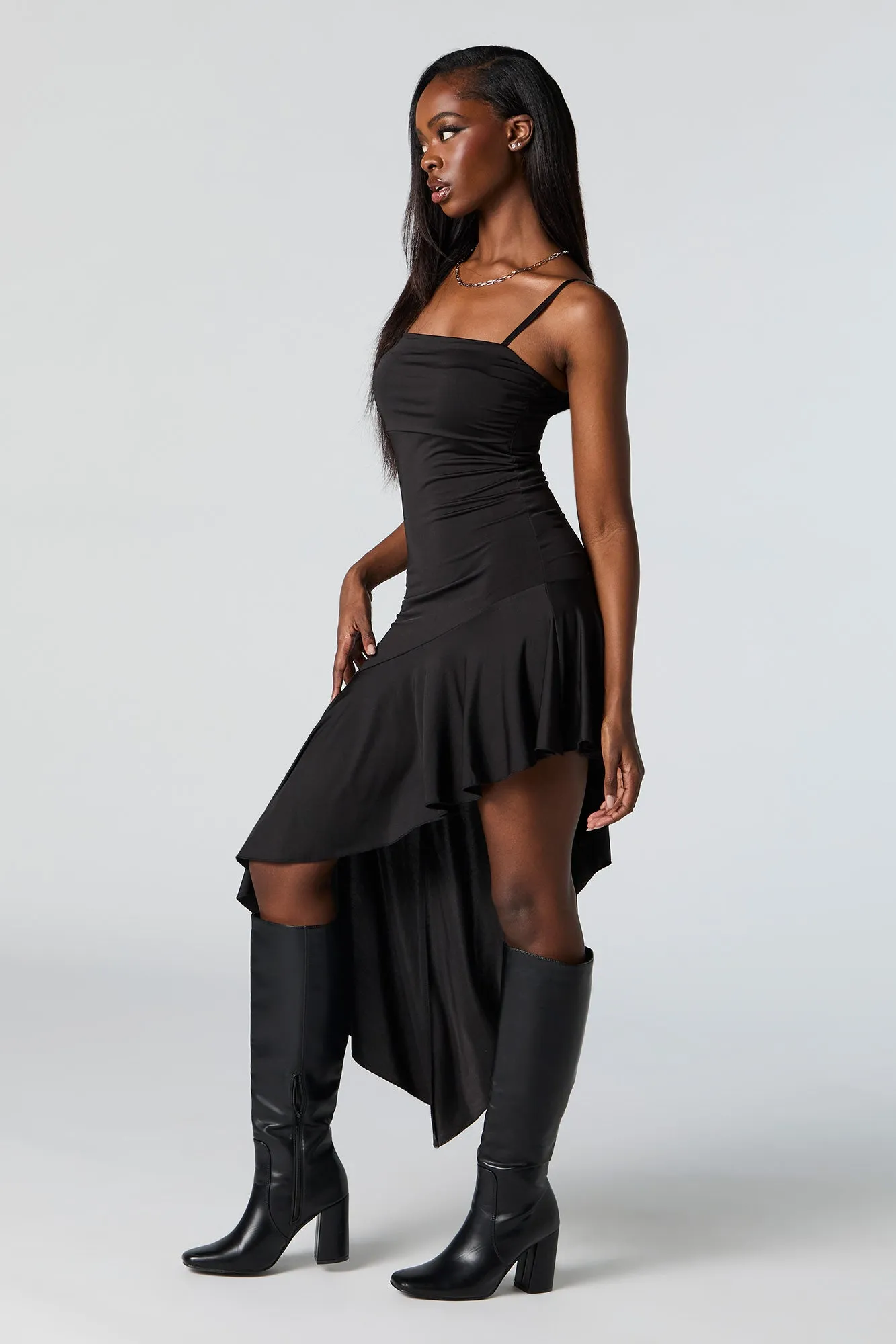 Asymmetrical Ruffle Mini Dress