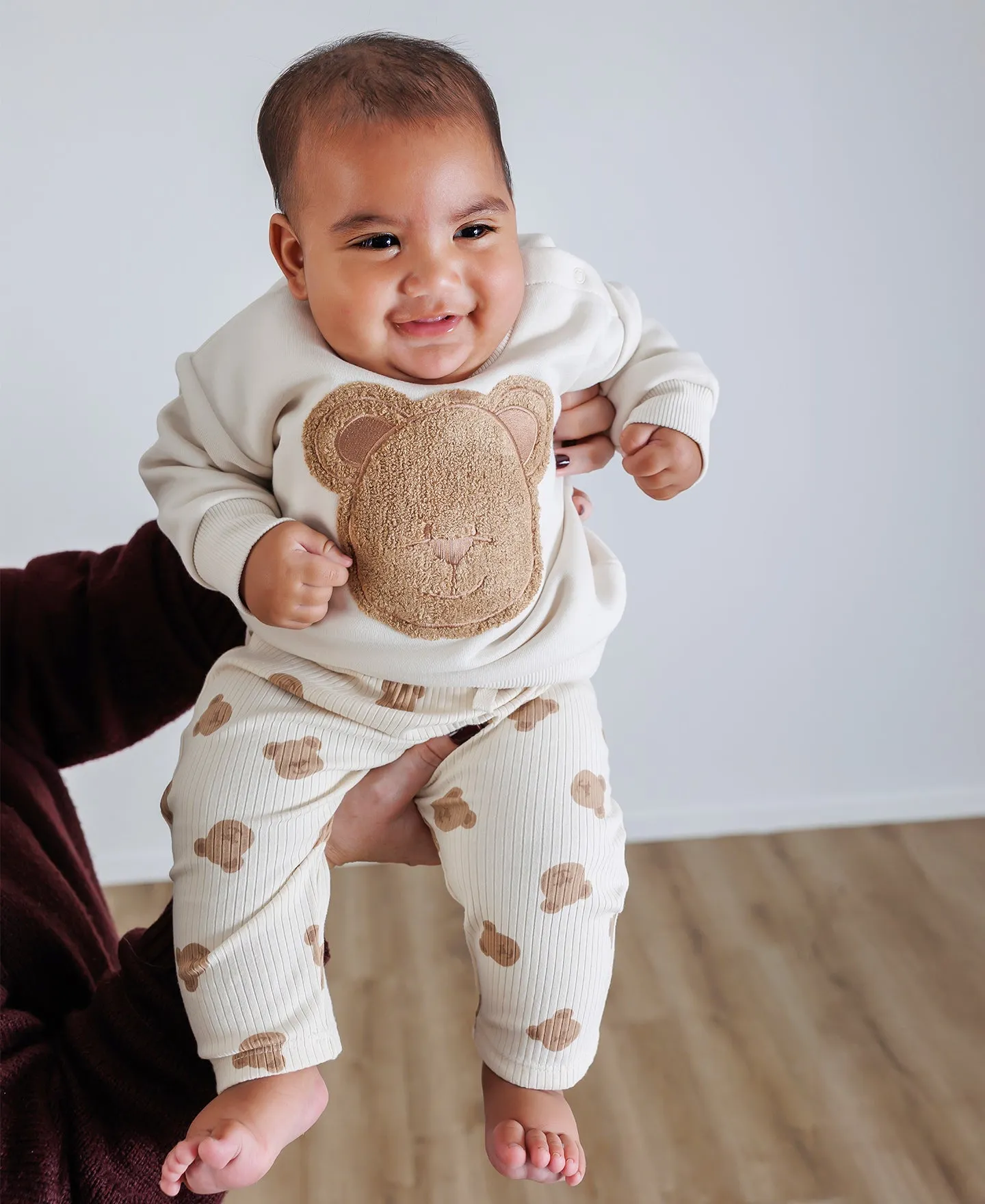 Babies' Sweat & Rib Legging Set in Birch Bears | Postie