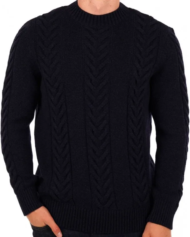 Barbour Essential Cable Knit Jumper Navy Marl