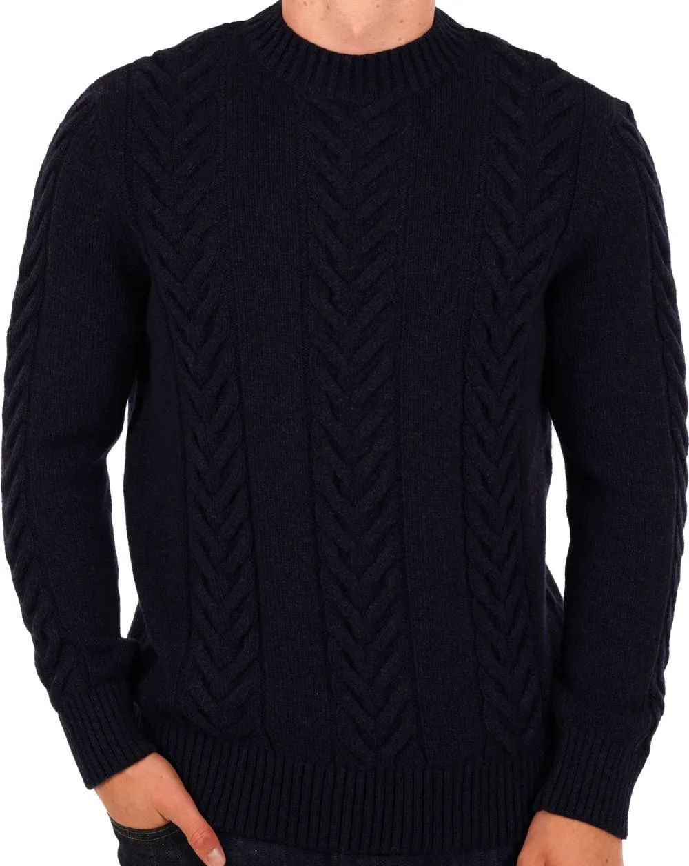 Barbour Essential Cable Knit Jumper Navy Marl