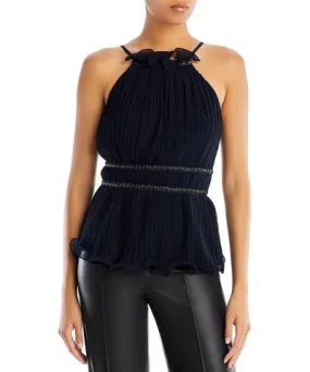 Bcbgmaxazria Womens Pleated Ruffled Halter Top