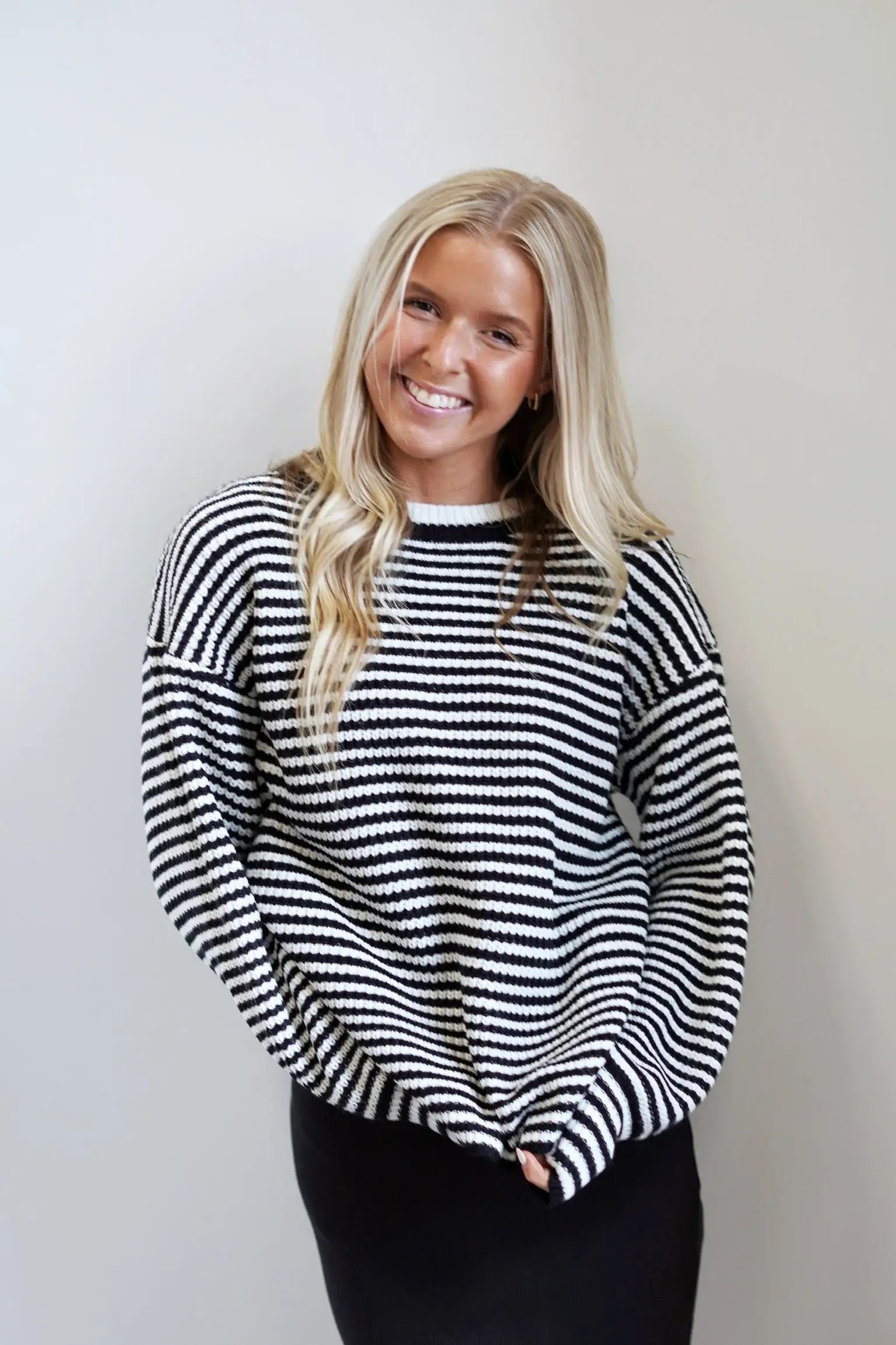 Betty Black and White Striped Sweater