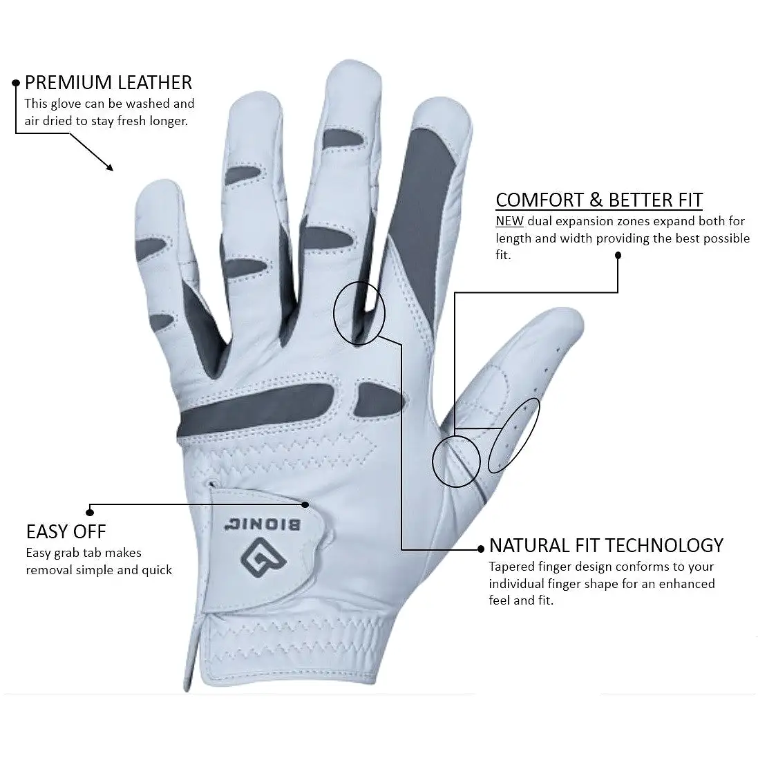 Bionic Men's PerformanceGrip Pro Golf Gloves