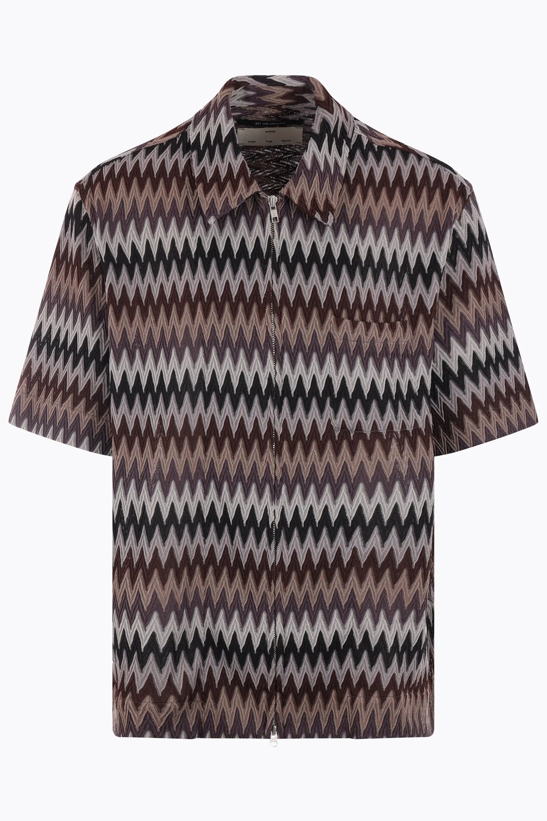 Box ZIg Zag technical knit full-zip shirt