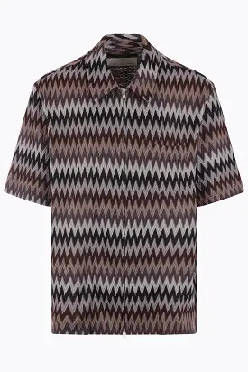 Box ZIg Zag technical knit full-zip shirt