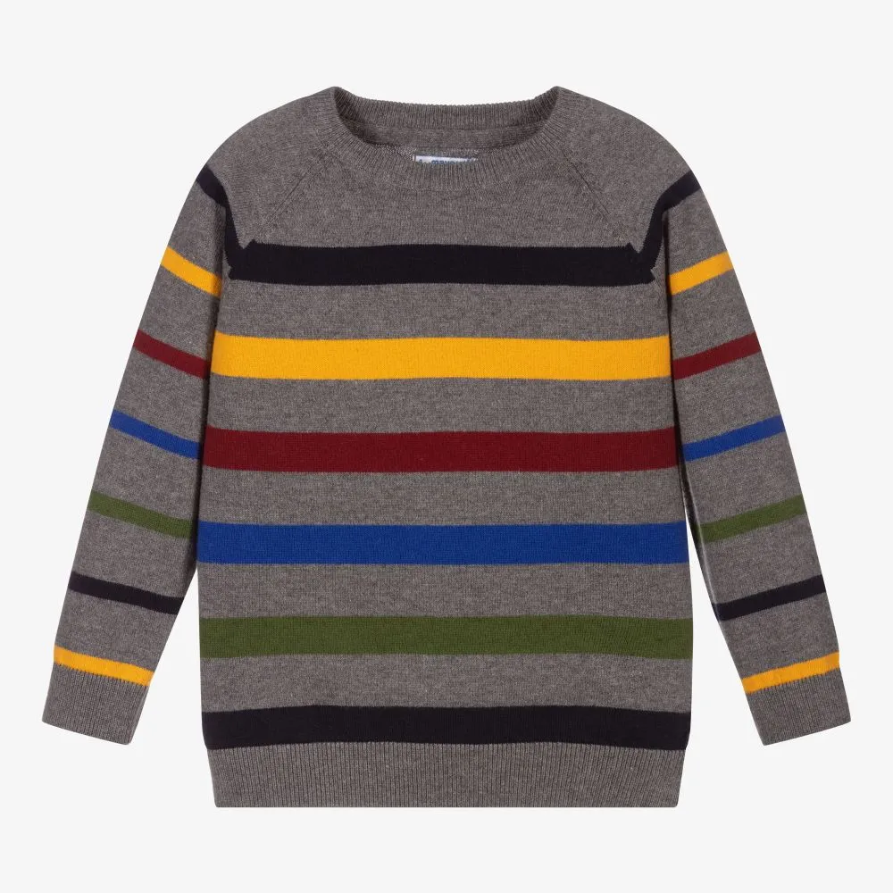 Boys Grey Striped Sweater