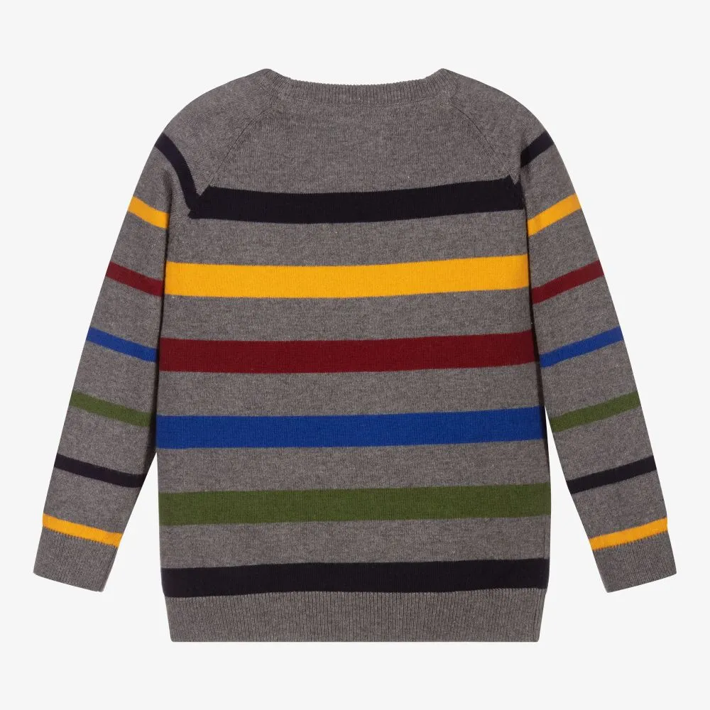 Boys Grey Striped Sweater