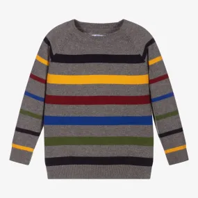 Boys Grey Striped Sweater