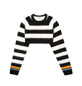 BRUSHED STRIPED CROPPED SWEATER