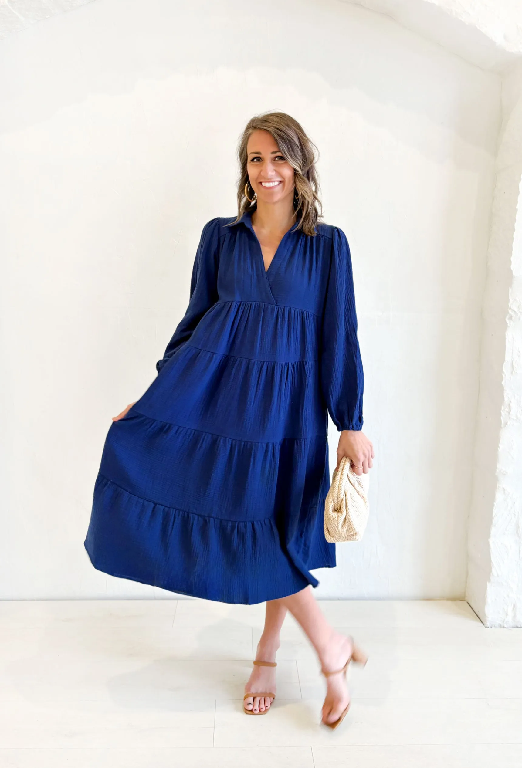 California Breeze Midi Dress in Navy