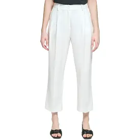 Calvin Klein Womens High Rise Pleated Straight Leg Pants