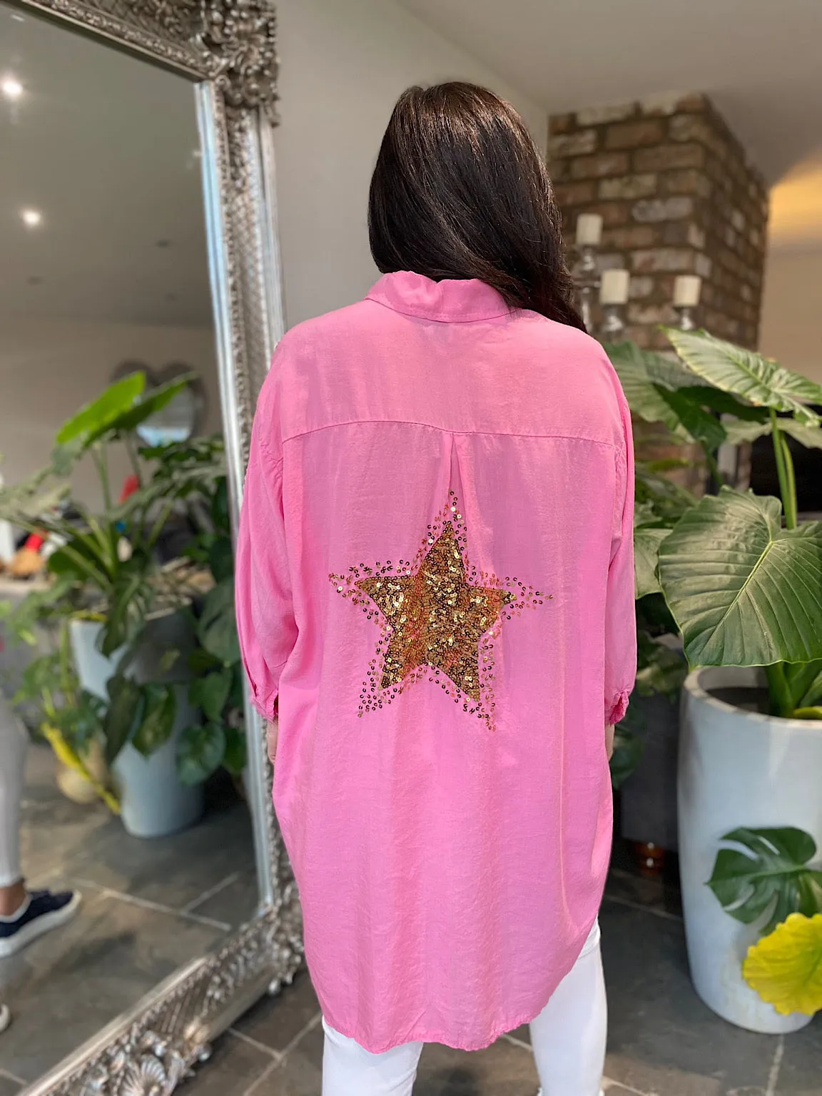 Candy Pink Sequin Star Blouse Simone