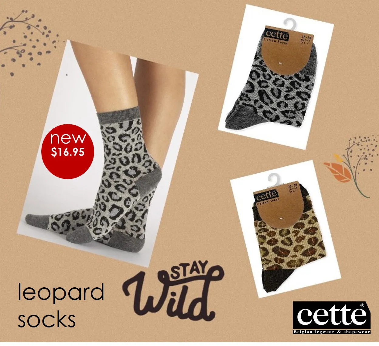 Cette Clearance Leopard Socks 267-12