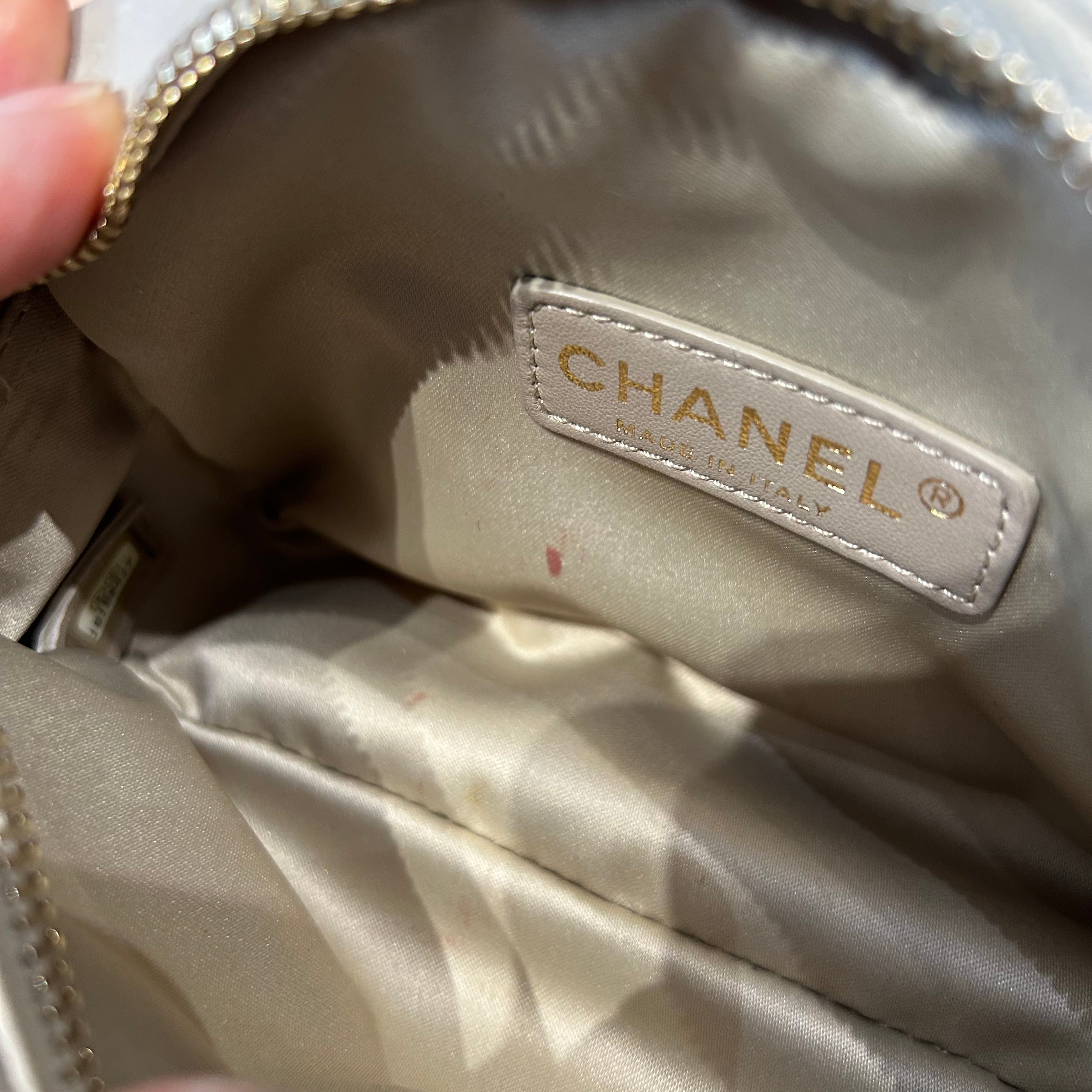 Chanel SS12 Deep Cream Topstitched Chevron Mini Shoulderbag