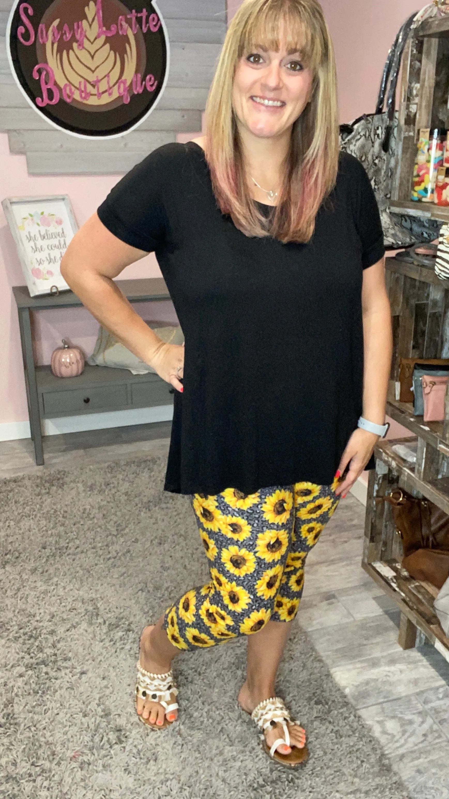 Cheetah Sunflower Capri Legging