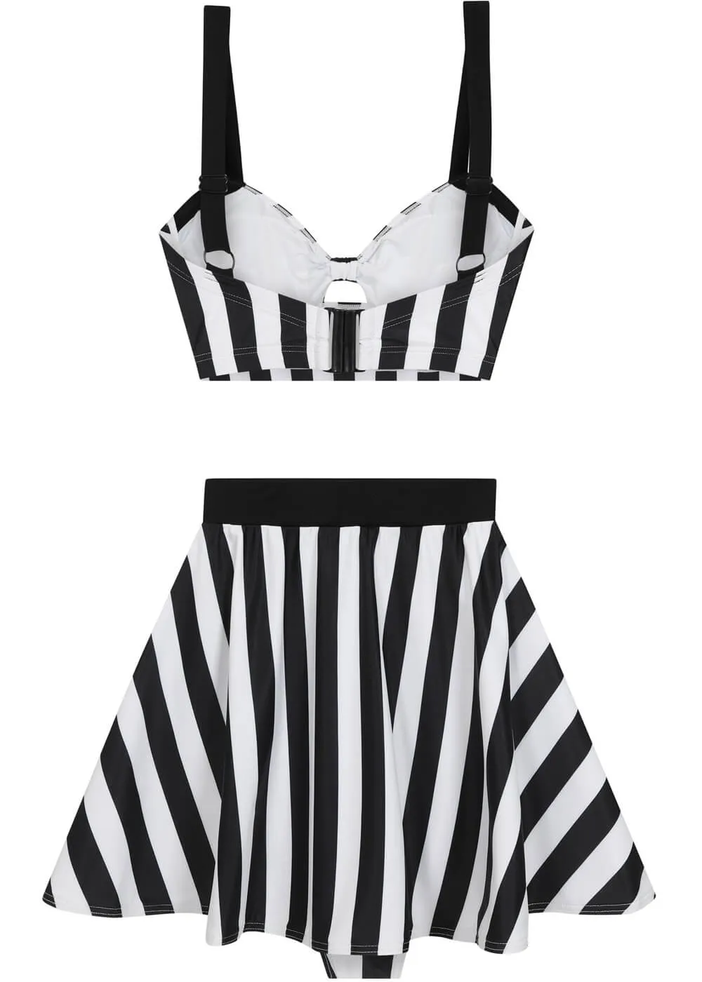 Collectif Beetle Stripe 60's Bikini Skirt with Pants Black White