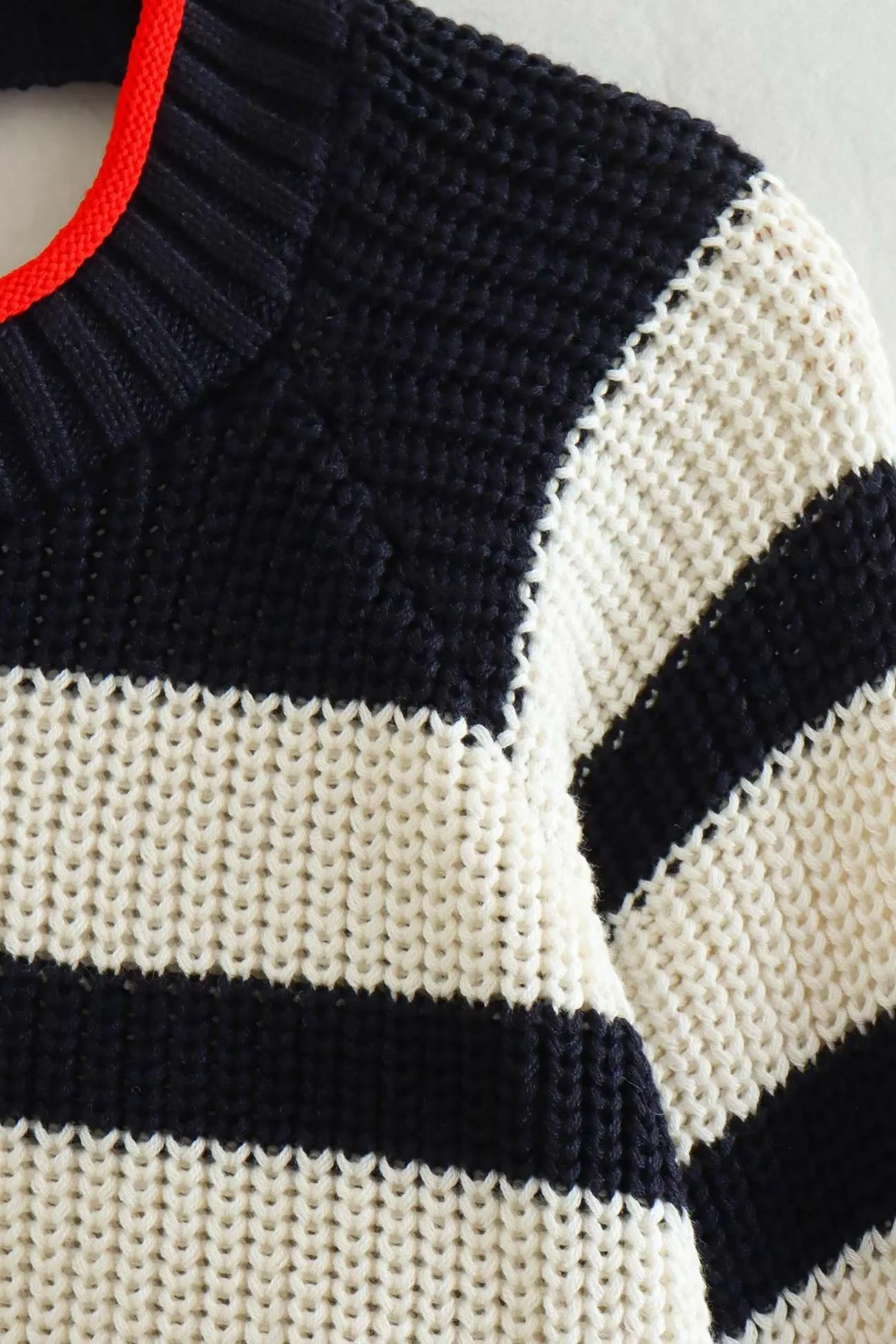 Contrast Striped Tie-back Sweater