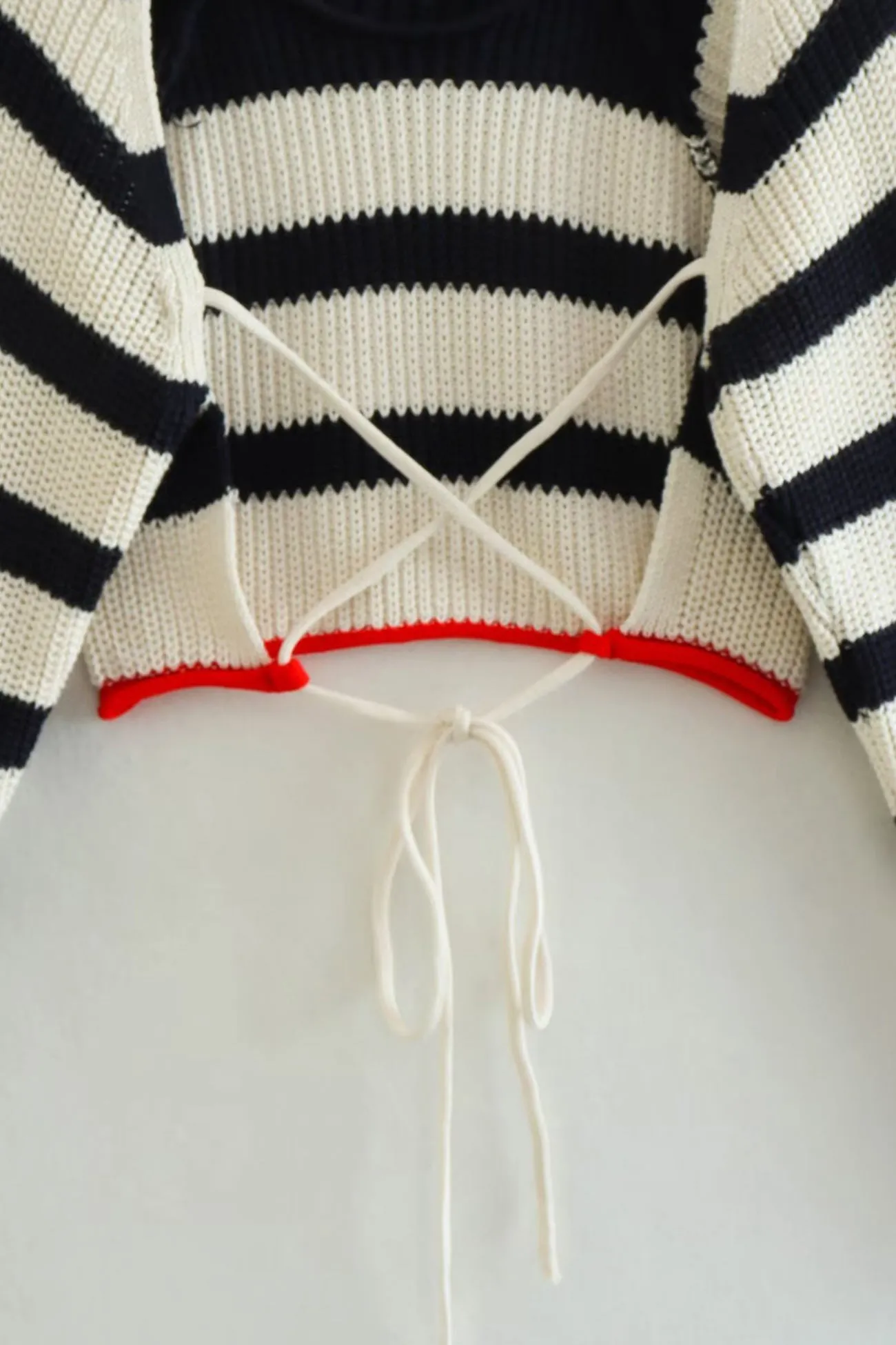 Contrast Striped Tie-back Sweater