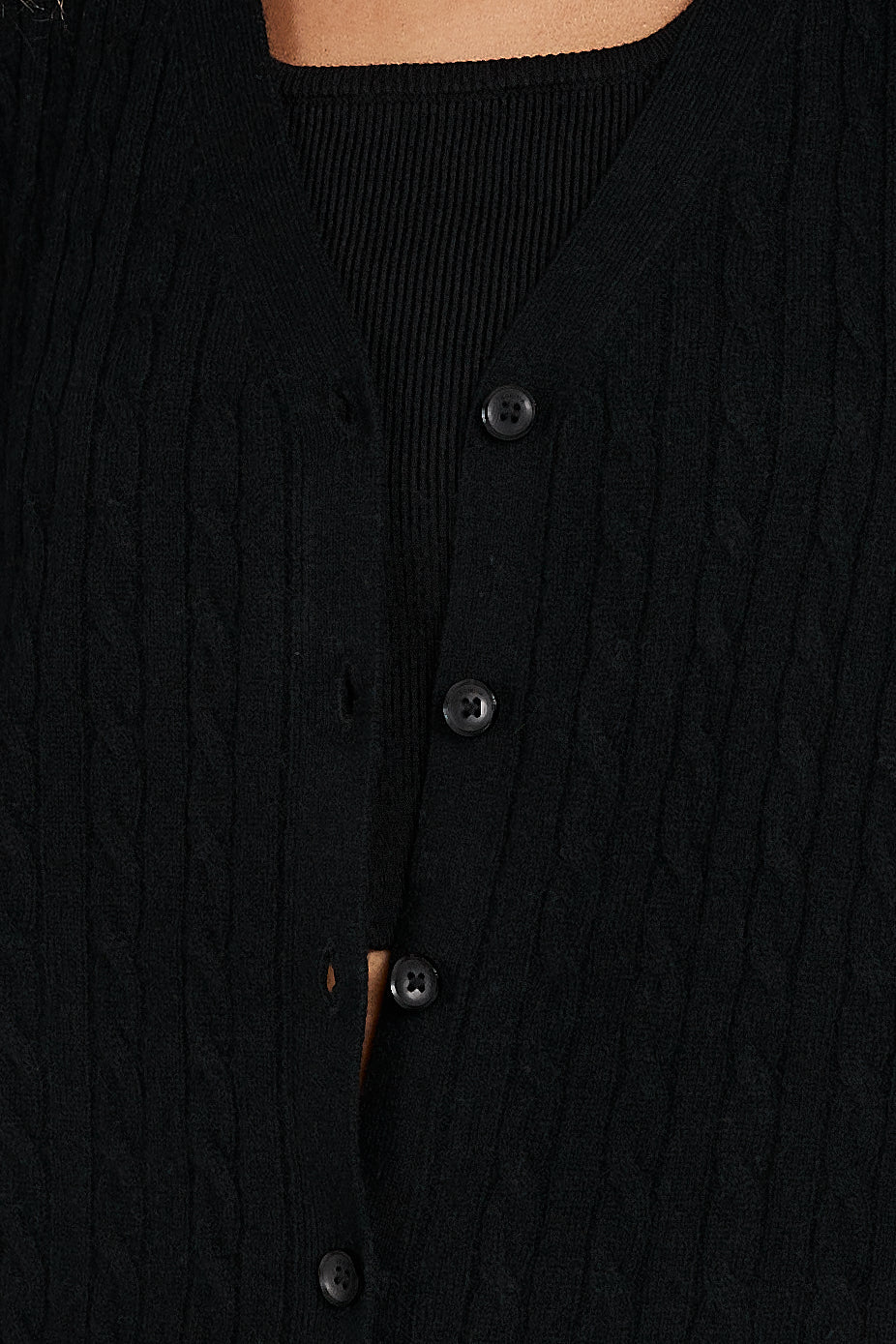 Cooper Cable Knit Cardigan in Black