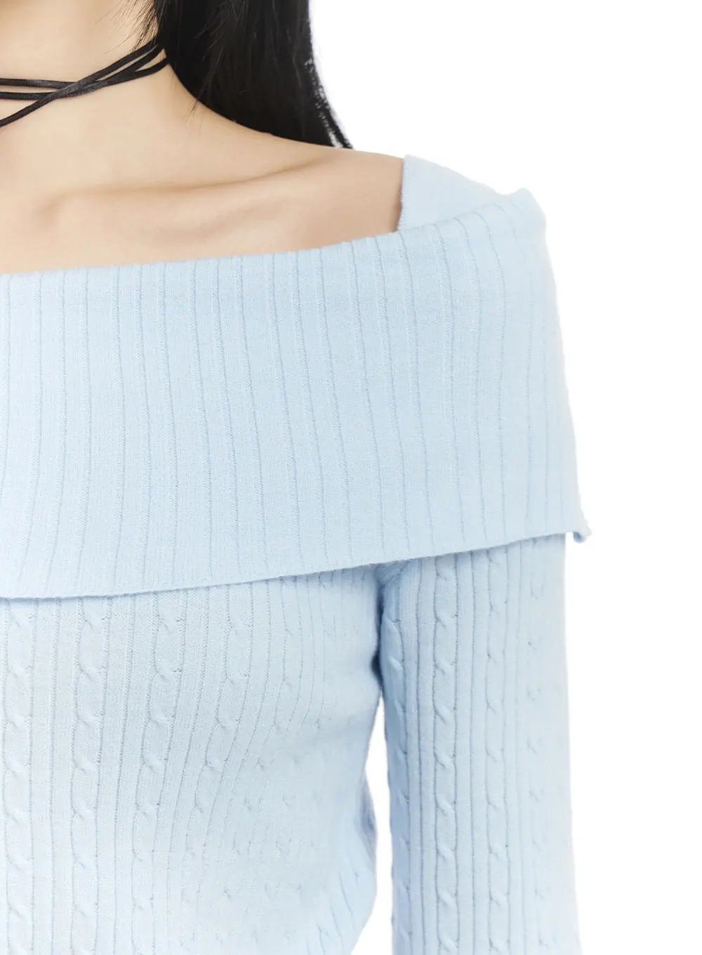 Cozy Knit Off-Shoulder Long Sleeve Sweater IM406