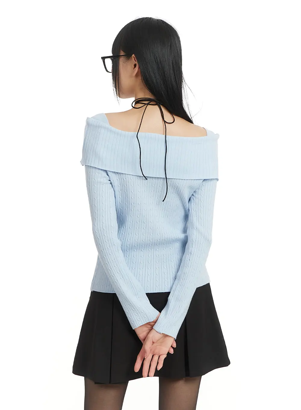 Cozy Knit Off-Shoulder Long Sleeve Sweater IM406