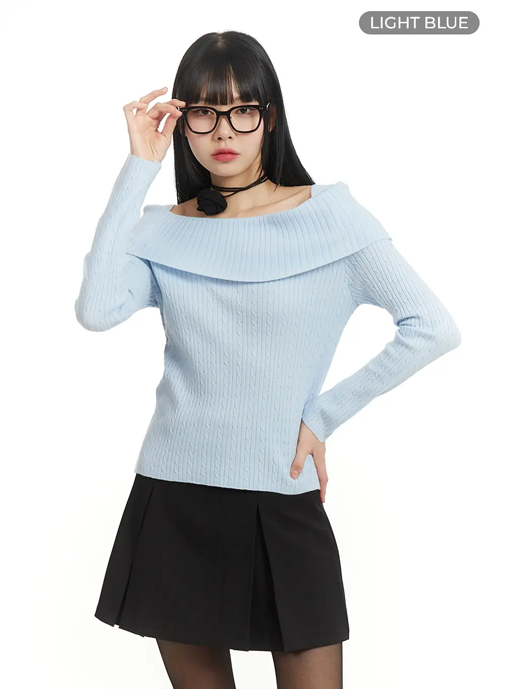 Cozy Knit Off-Shoulder Long Sleeve Sweater IM406