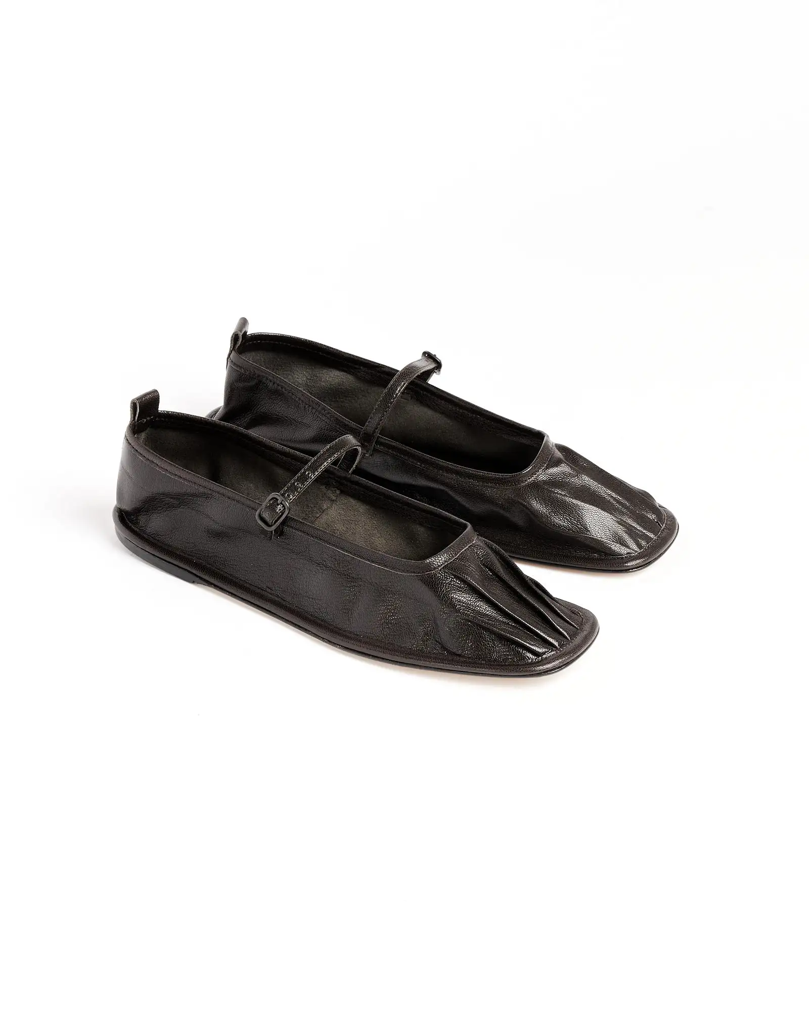 Dansa Pleated-Toe Mary Jane Flat in Ebony