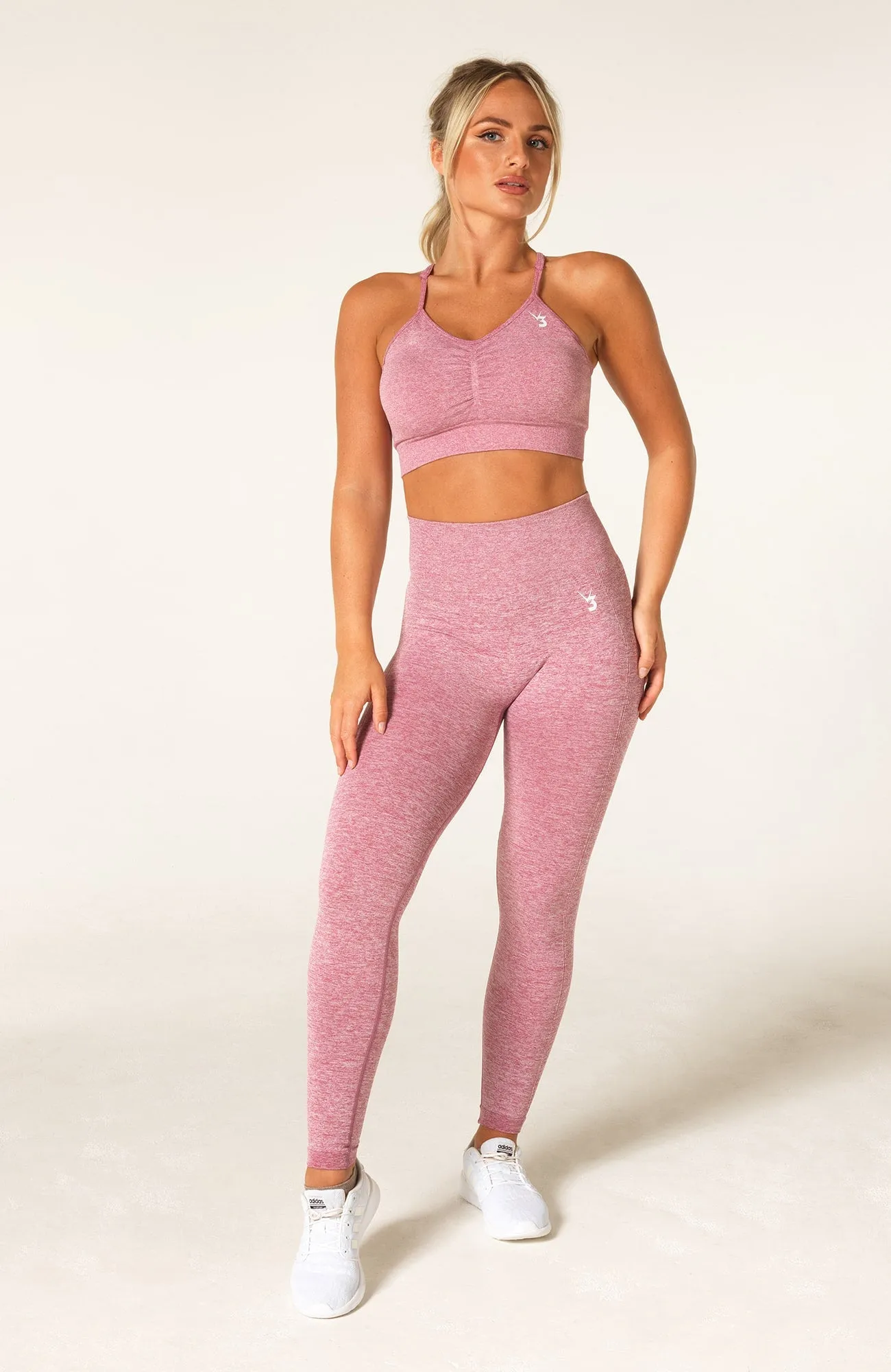 Define Seamless Scrunch Leggings & Sports Bra Set - Pink Marl