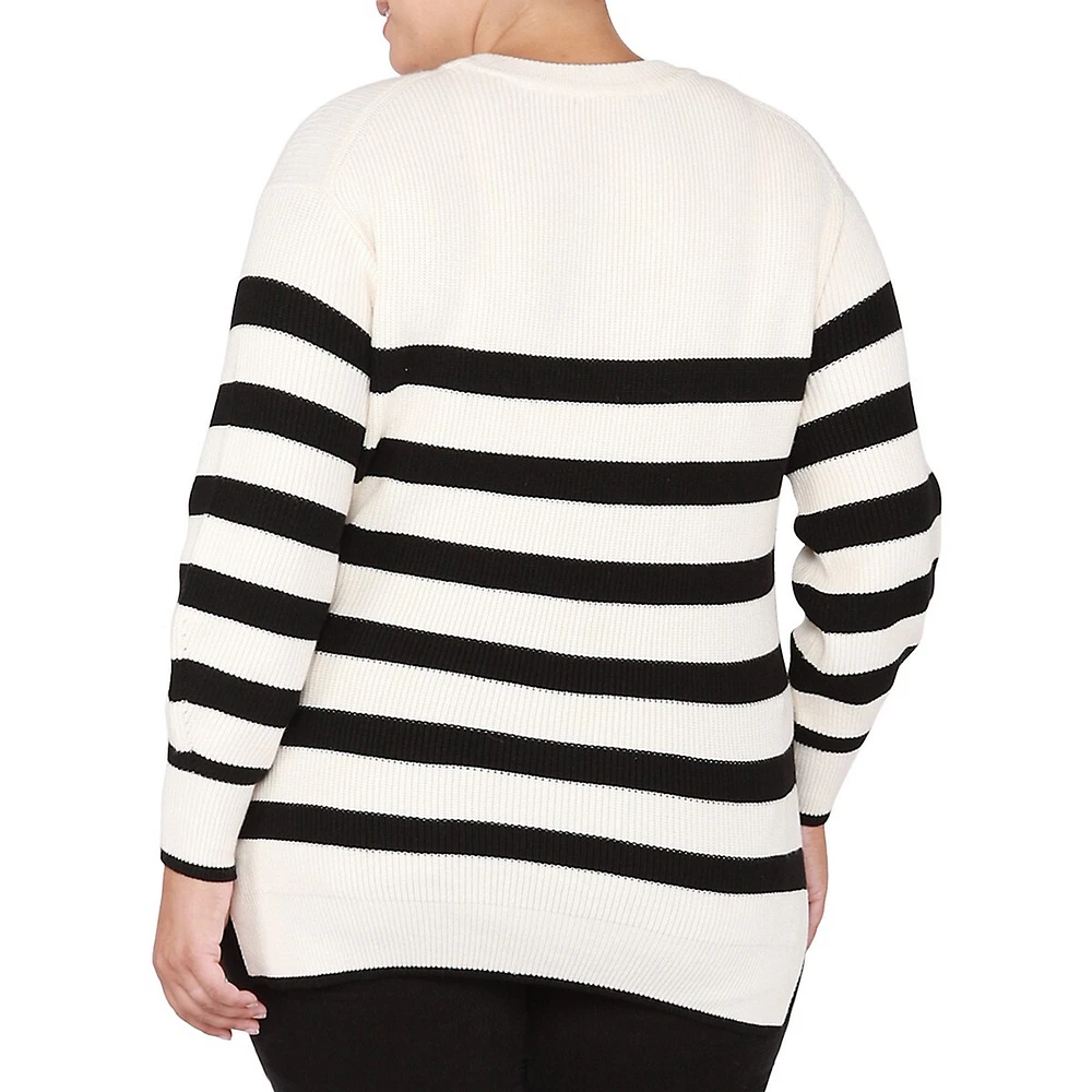 Dex Plus Striped Knit Sweater