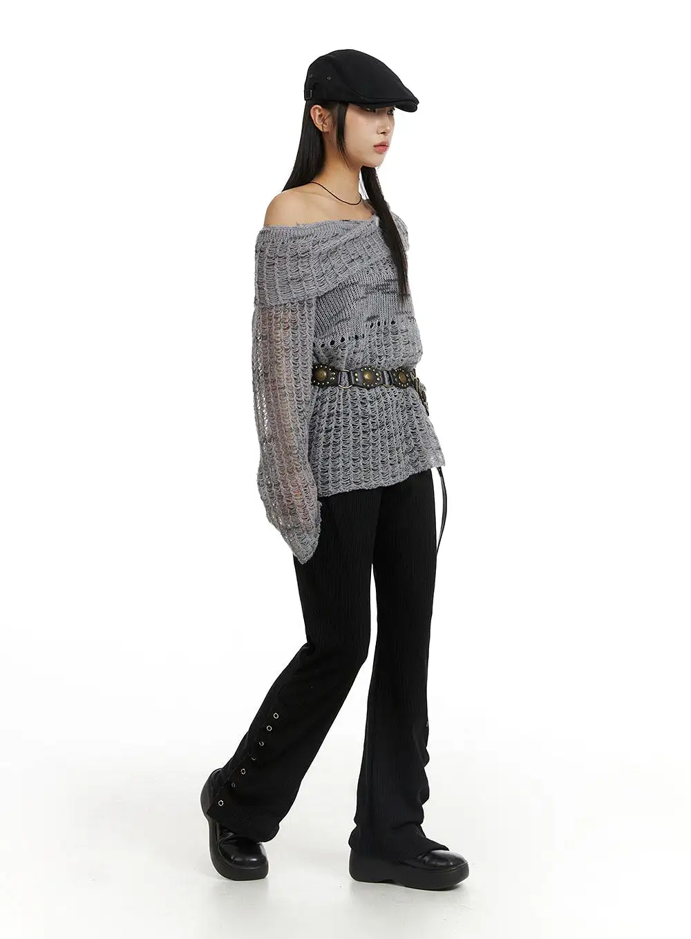 Distressed Knit Sweater CF401