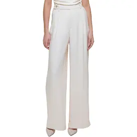 DKNY Womens High Rise Pleated Wide Leg Pants