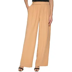 DKNY Womens High Rise Pleated Wide Leg Pants