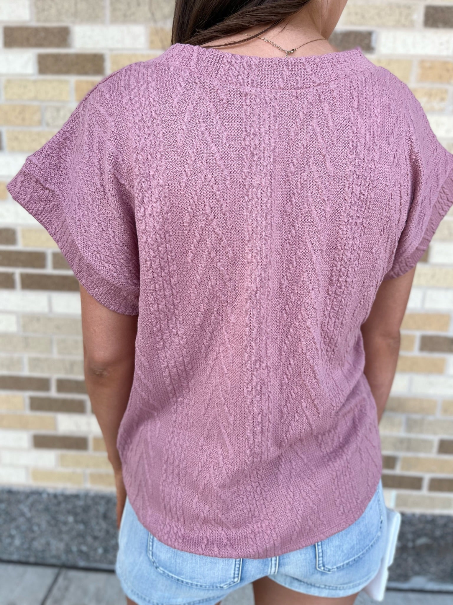 Dolman Cable Knit Top - Mauve