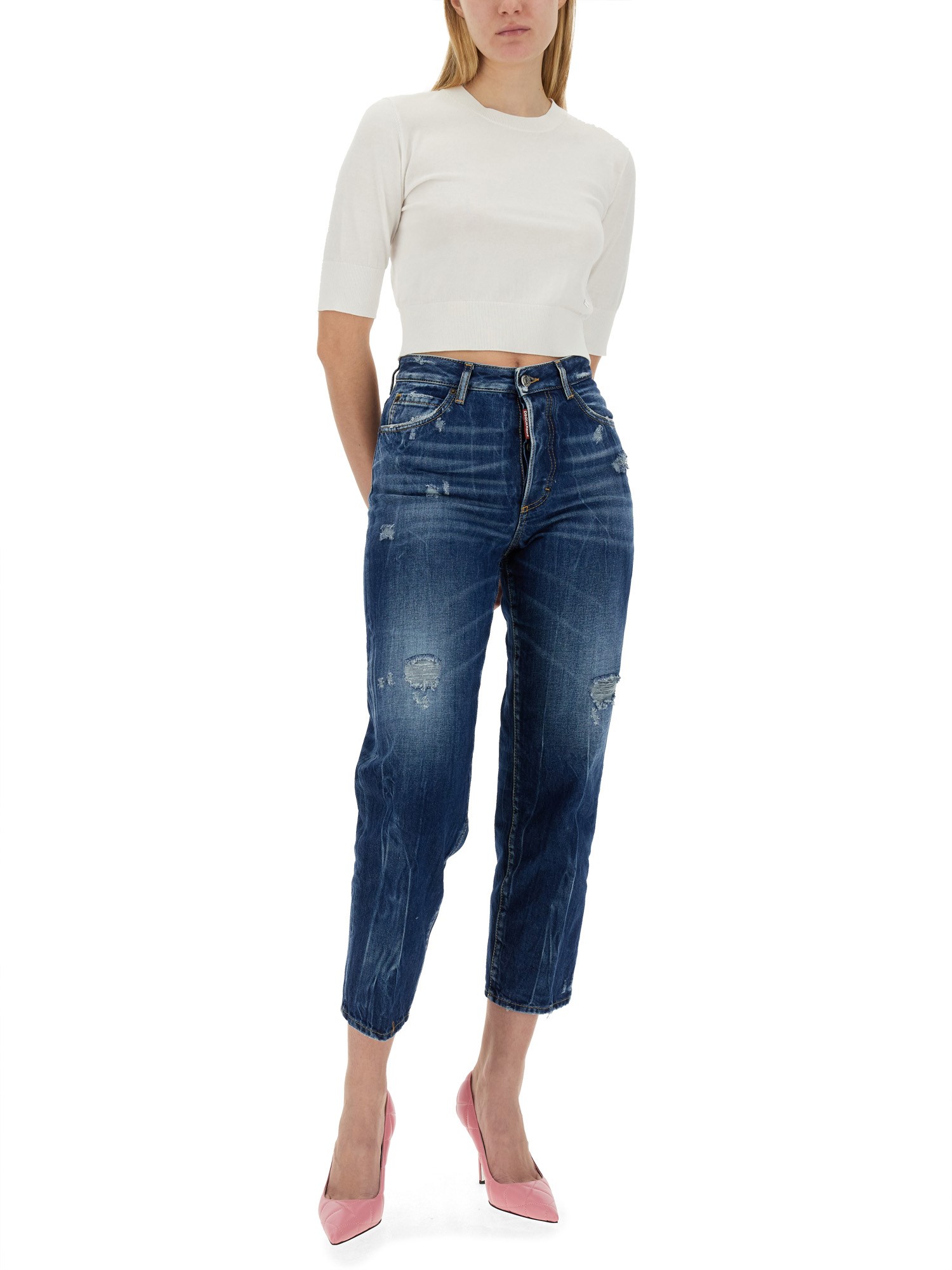 DSQUARED    BOSTON COTTON DENIM JEANS