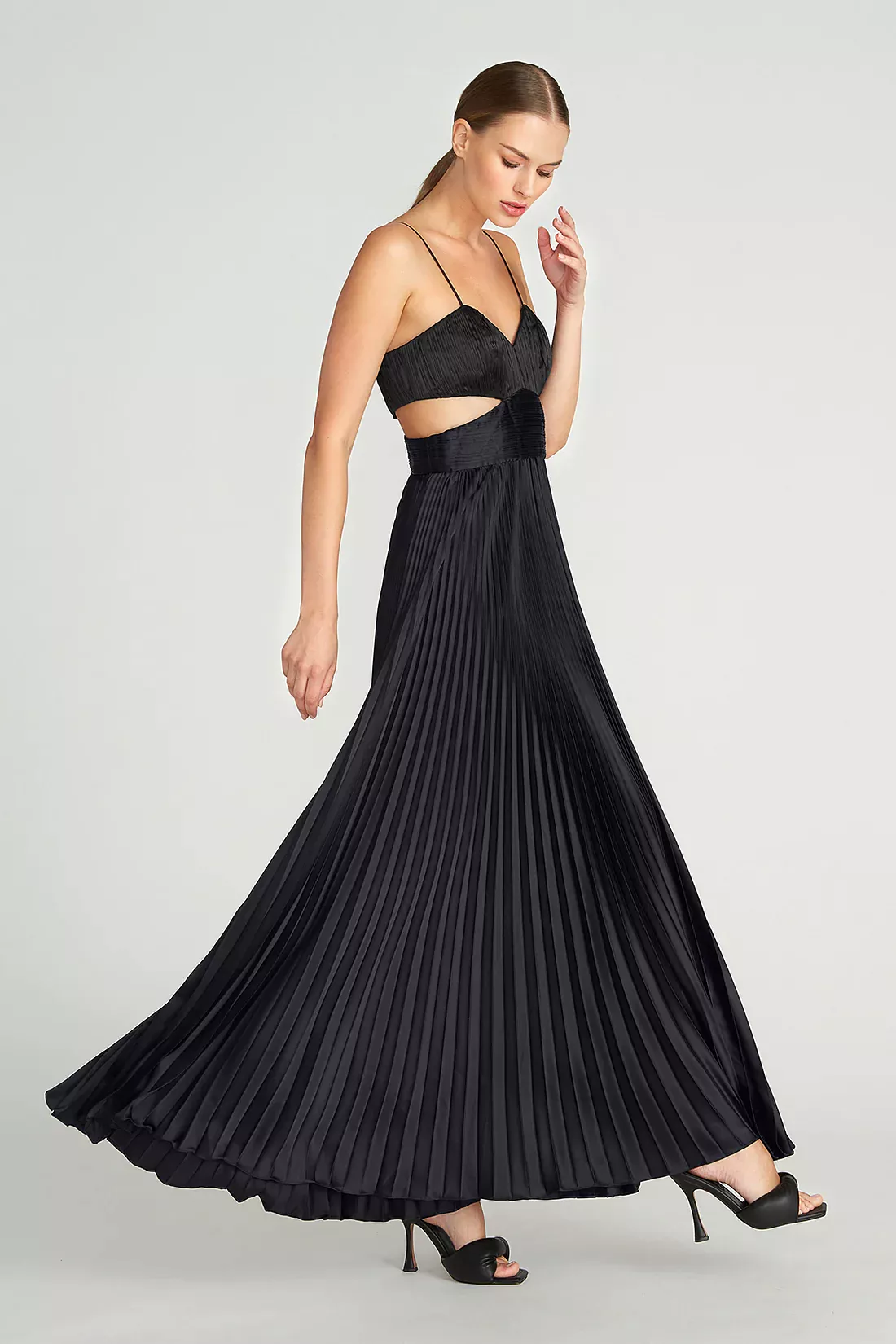 Elodie Pleated Cutout Gown