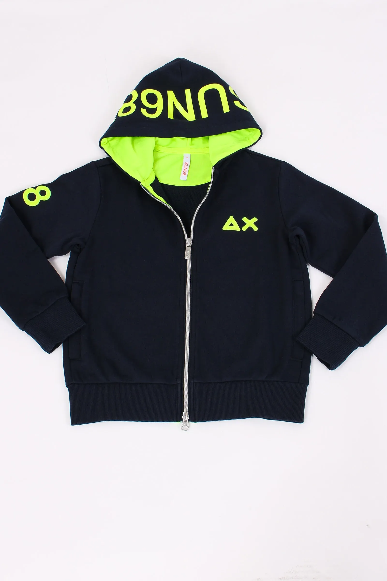 Felpa Full Zip Logo Fluo Navy Blue