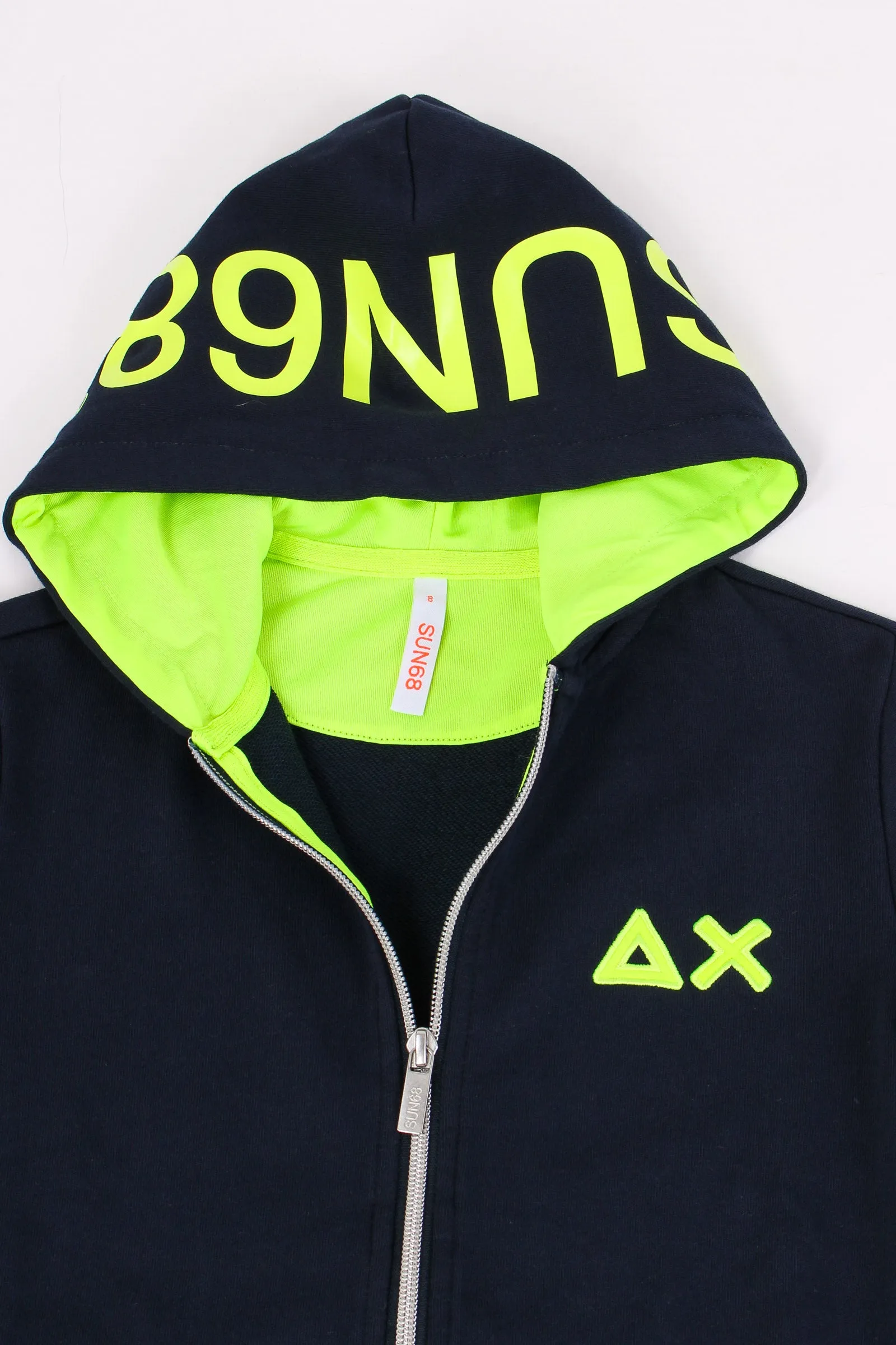 Felpa Full Zip Logo Fluo Navy Blue