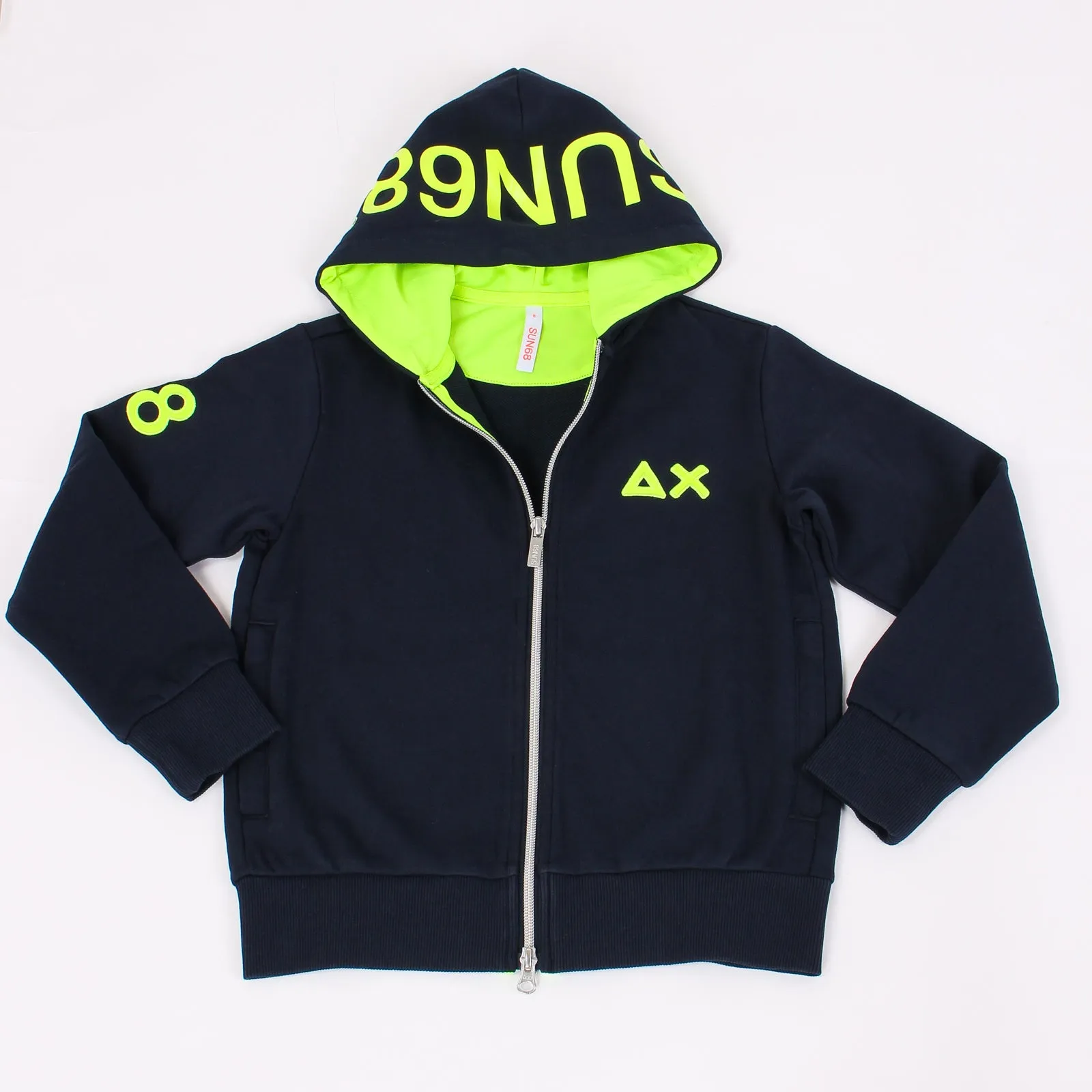 Felpa Full Zip Logo Fluo Navy Blue