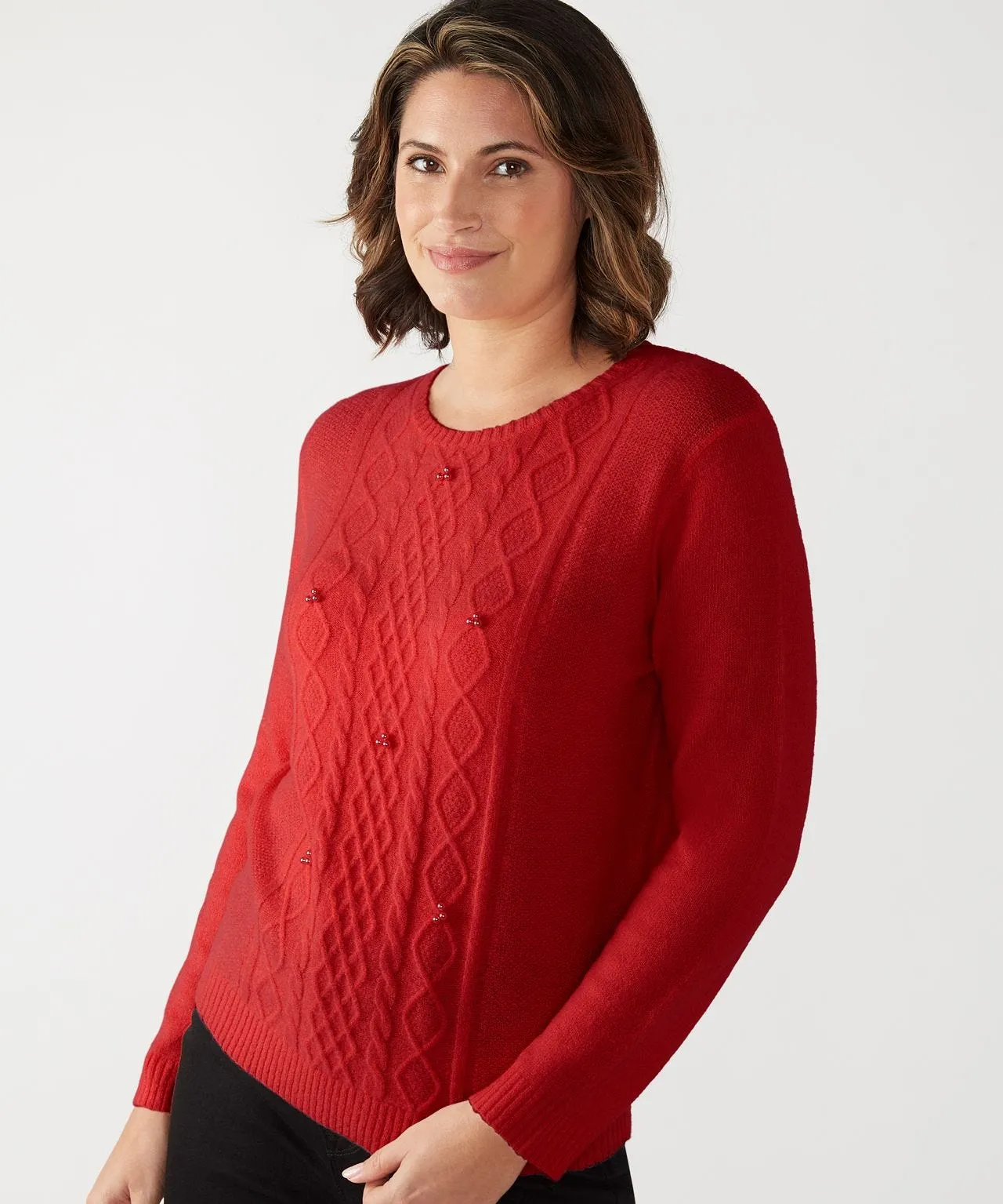 First Avenue Cable Knit Pearl Jumper