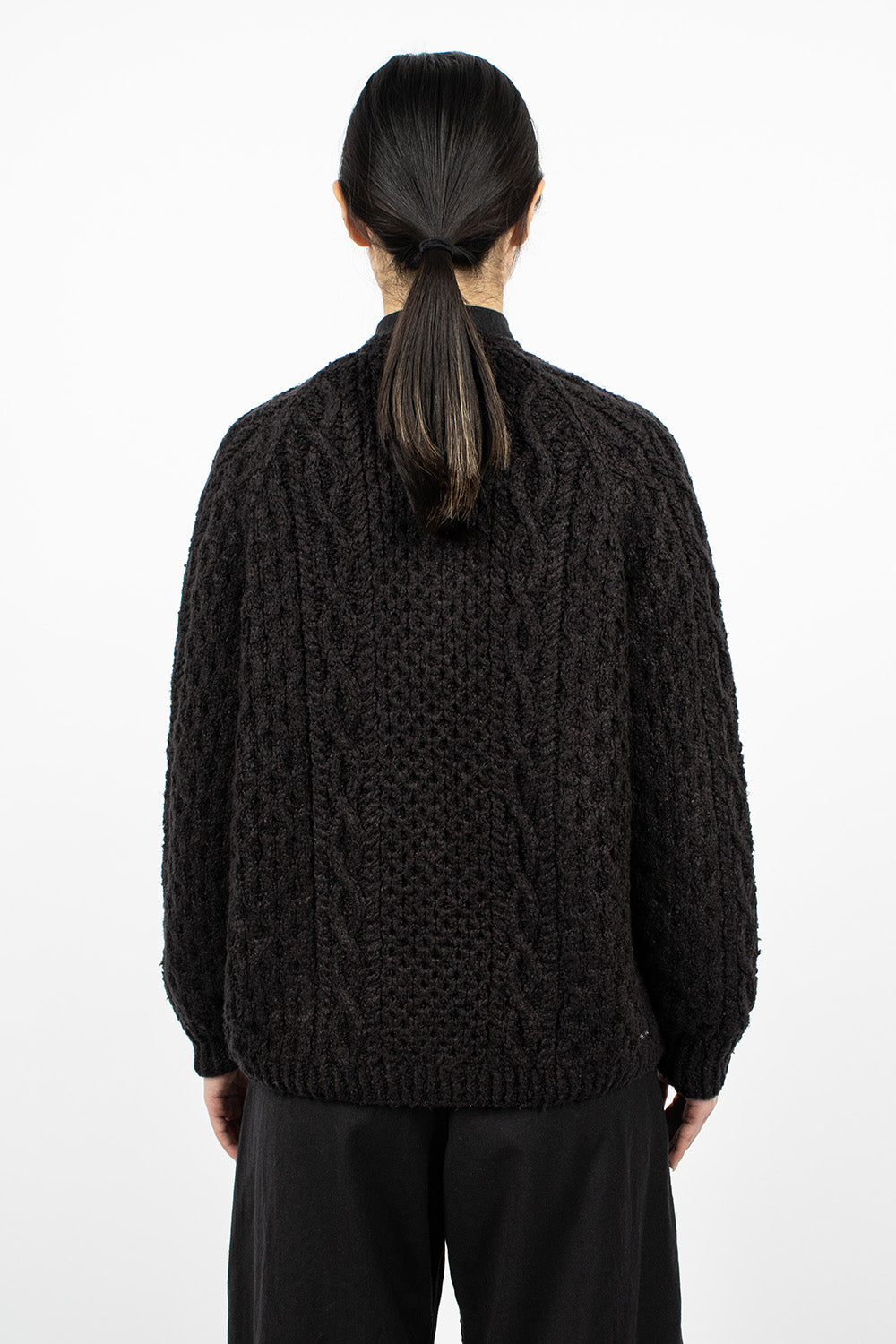 Fisher Girl Hand-Knit Cardigan Black