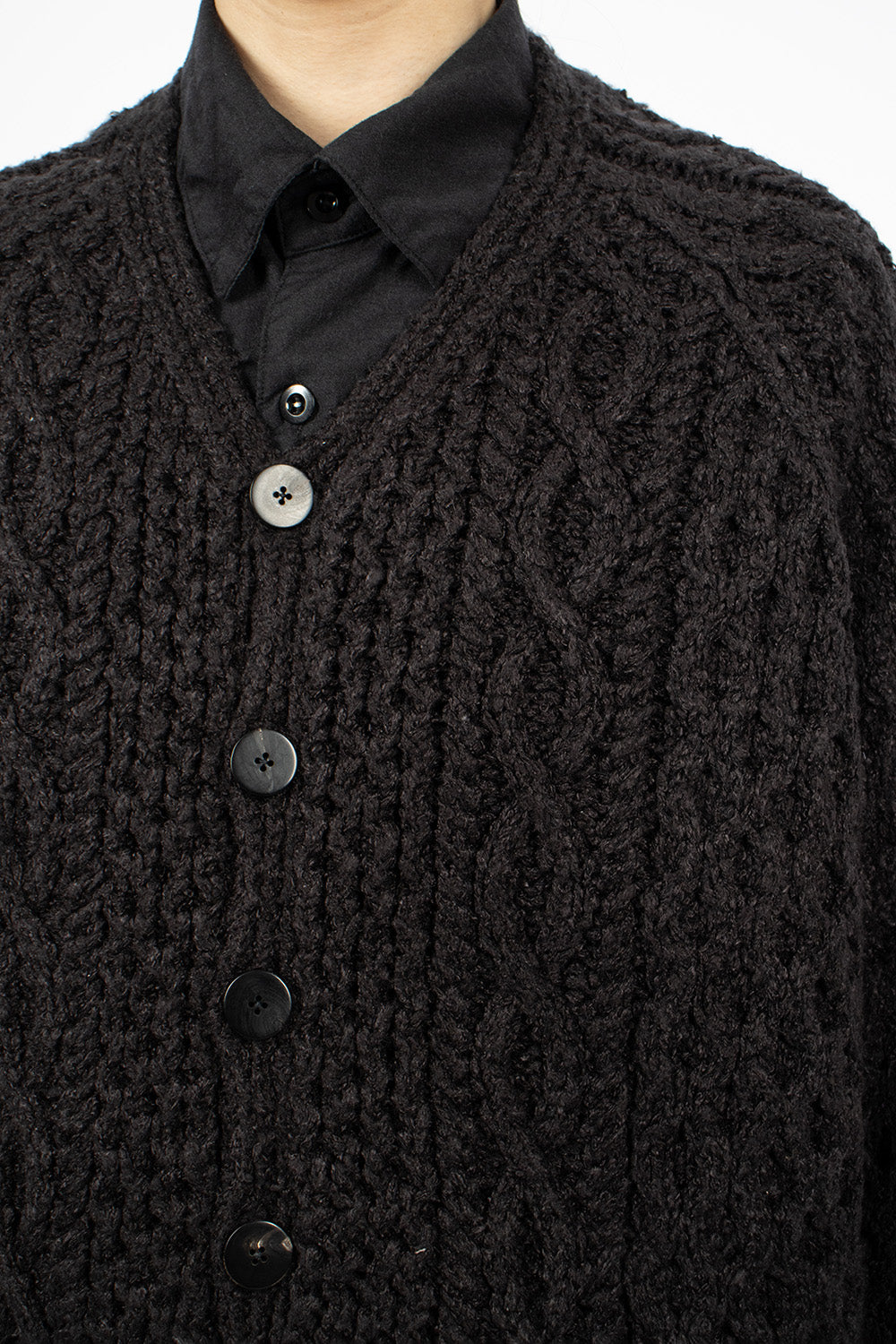 Fisher Girl Hand-Knit Cardigan Black