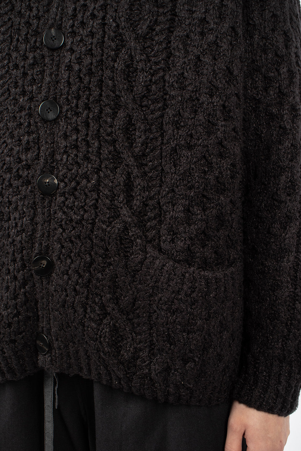 Fisher Girl Hand-Knit Cardigan Black