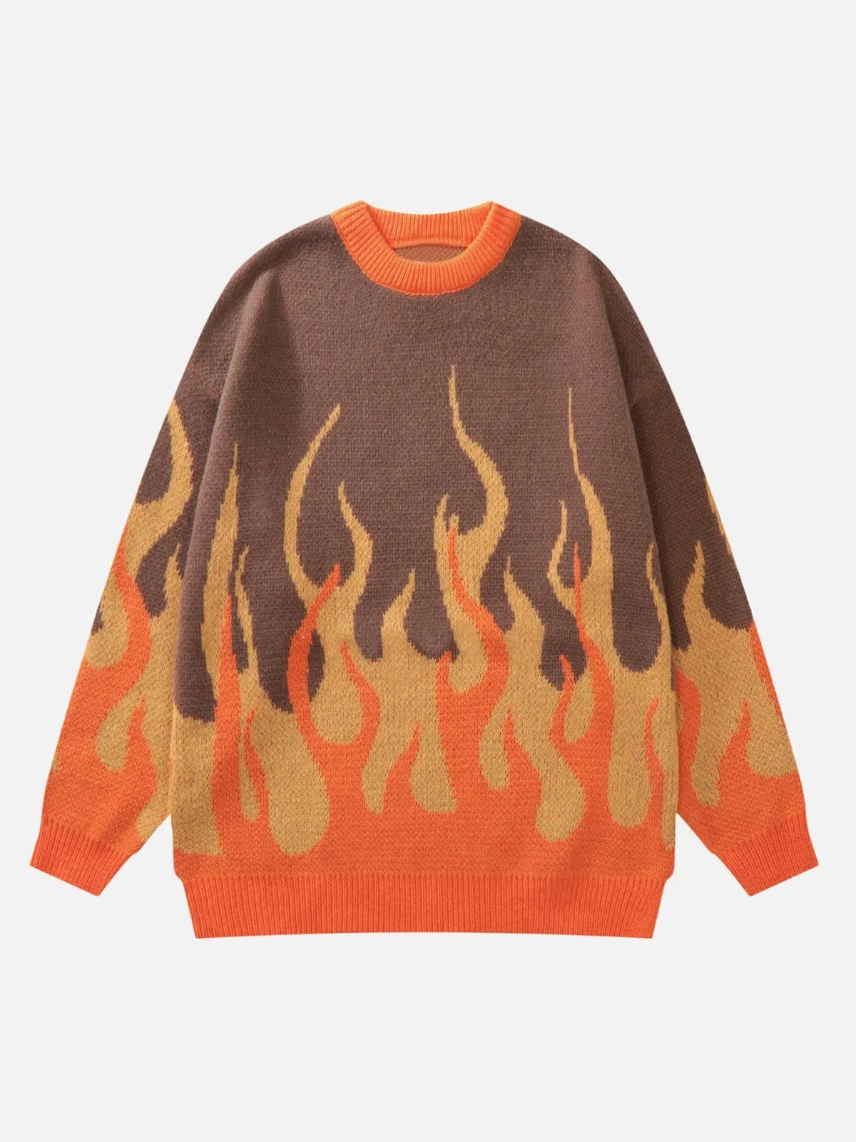 Flame Print Drop Shoulder Sweater