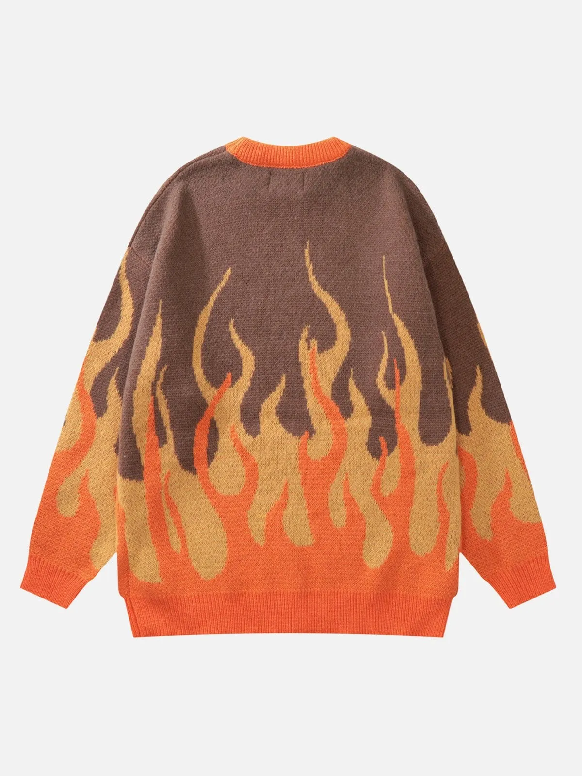 Flame Print Drop Shoulder Sweater