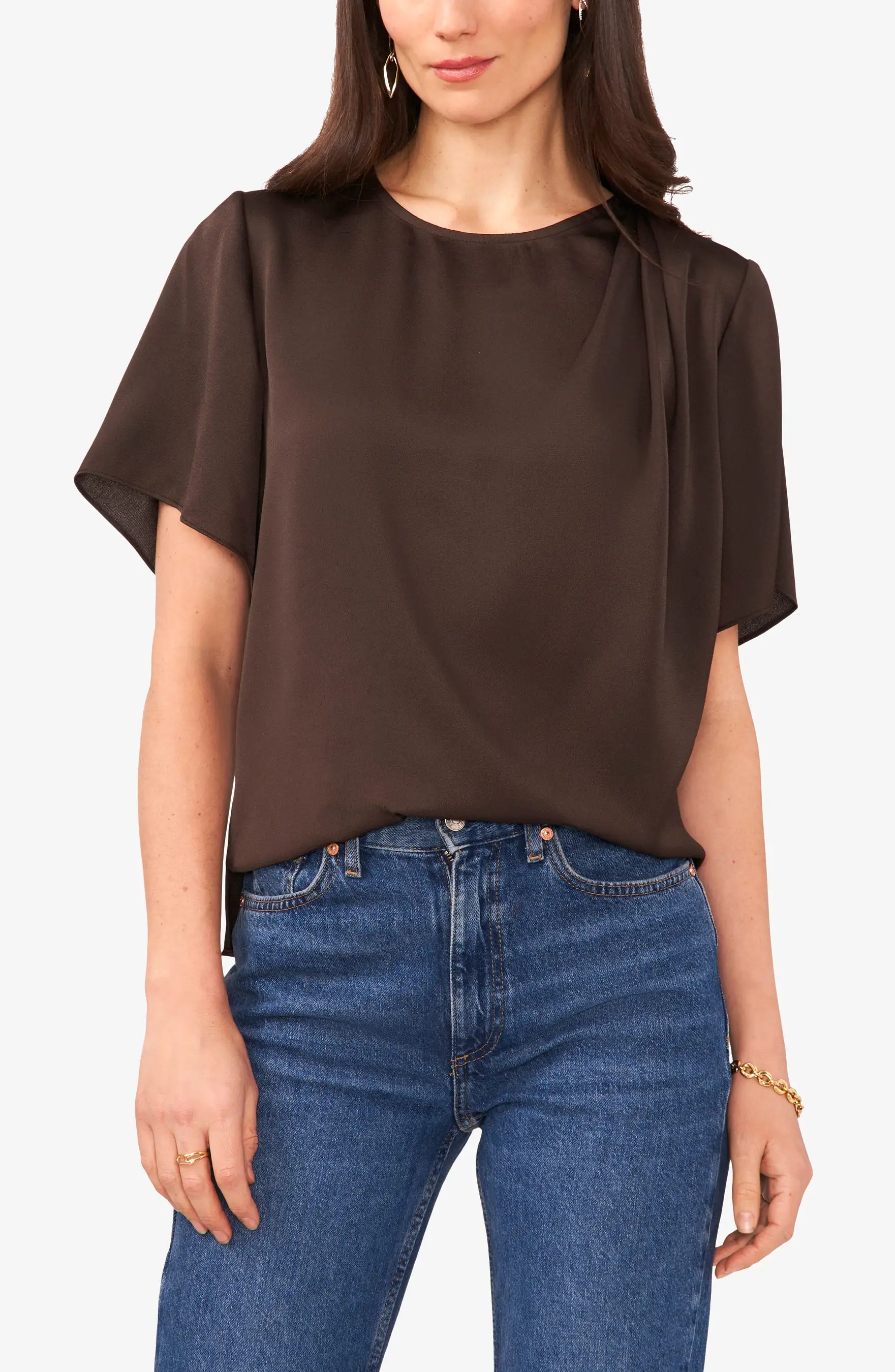 Flutter Sleeve Pleated Blouse